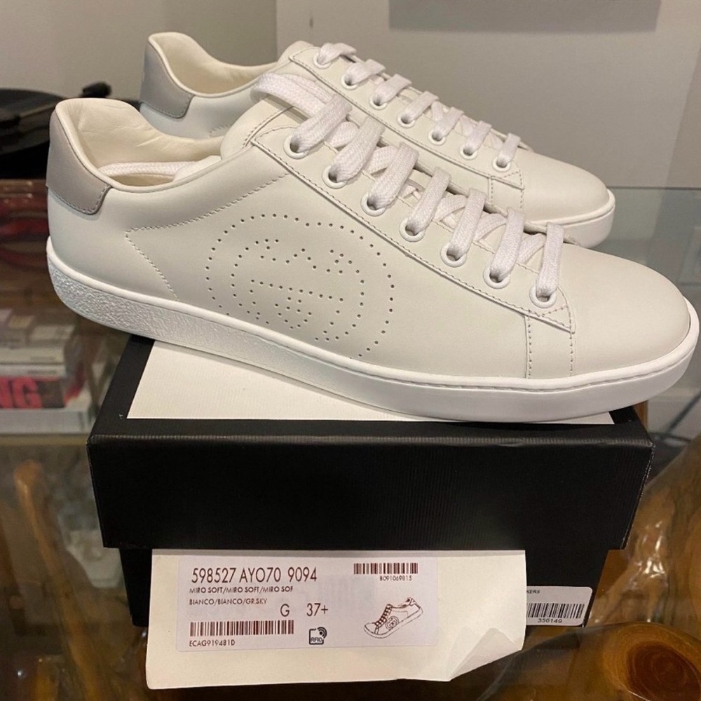 Gucci White Leather Ace Sneakers